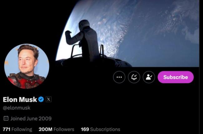 Elon Musk-ın X (Twitter) izləyici sayı rekord həddə - 200 milyona çatdı.